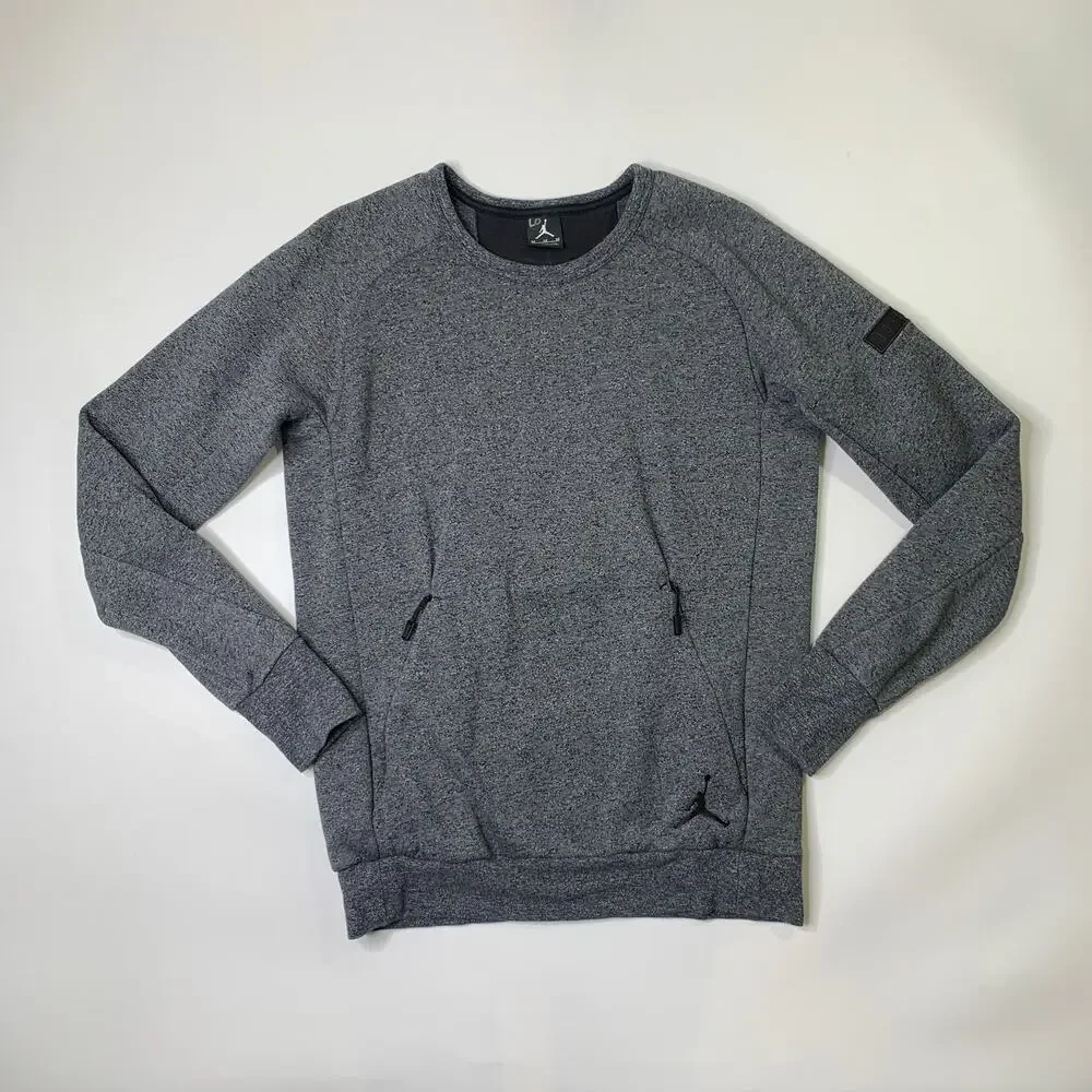 Air Jordan Sweatshirt Mens M Medium Grey Icon Fleece Crew Neck Nike Basketball
